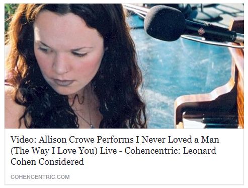 Cohencentric - Allison Crowe - I Never Loved a Man