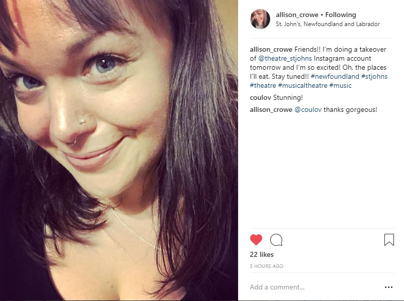 Instagram takeover - Allison Crowe @ Theatre St. John's